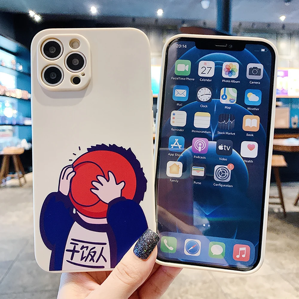 

Cartoon Cute Personality Couple Phone Case For Apple iPhone 13 12 11 Pro 12 13 Mini X XR XS Max 6 7 8 Plus Silicon Cover Fundas