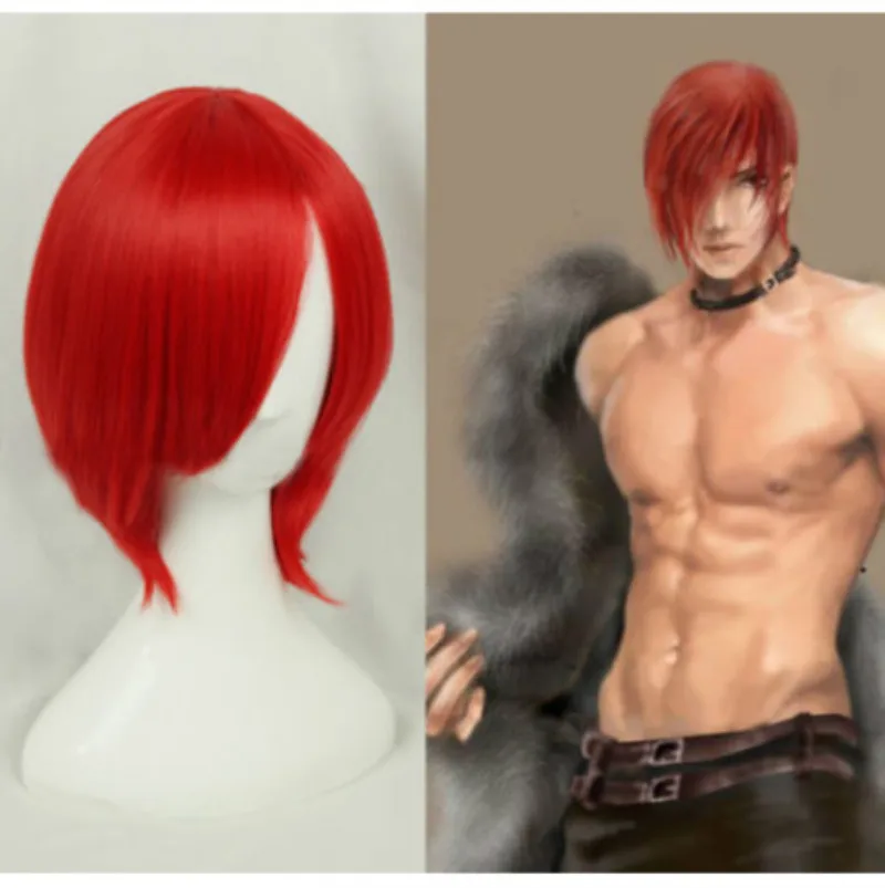 

Game KOF The King Of Fighters Iori Yagami Cosplay Wigs Red Short Hair Halloween Party Carnival Heat Resistant Synthetic Wig