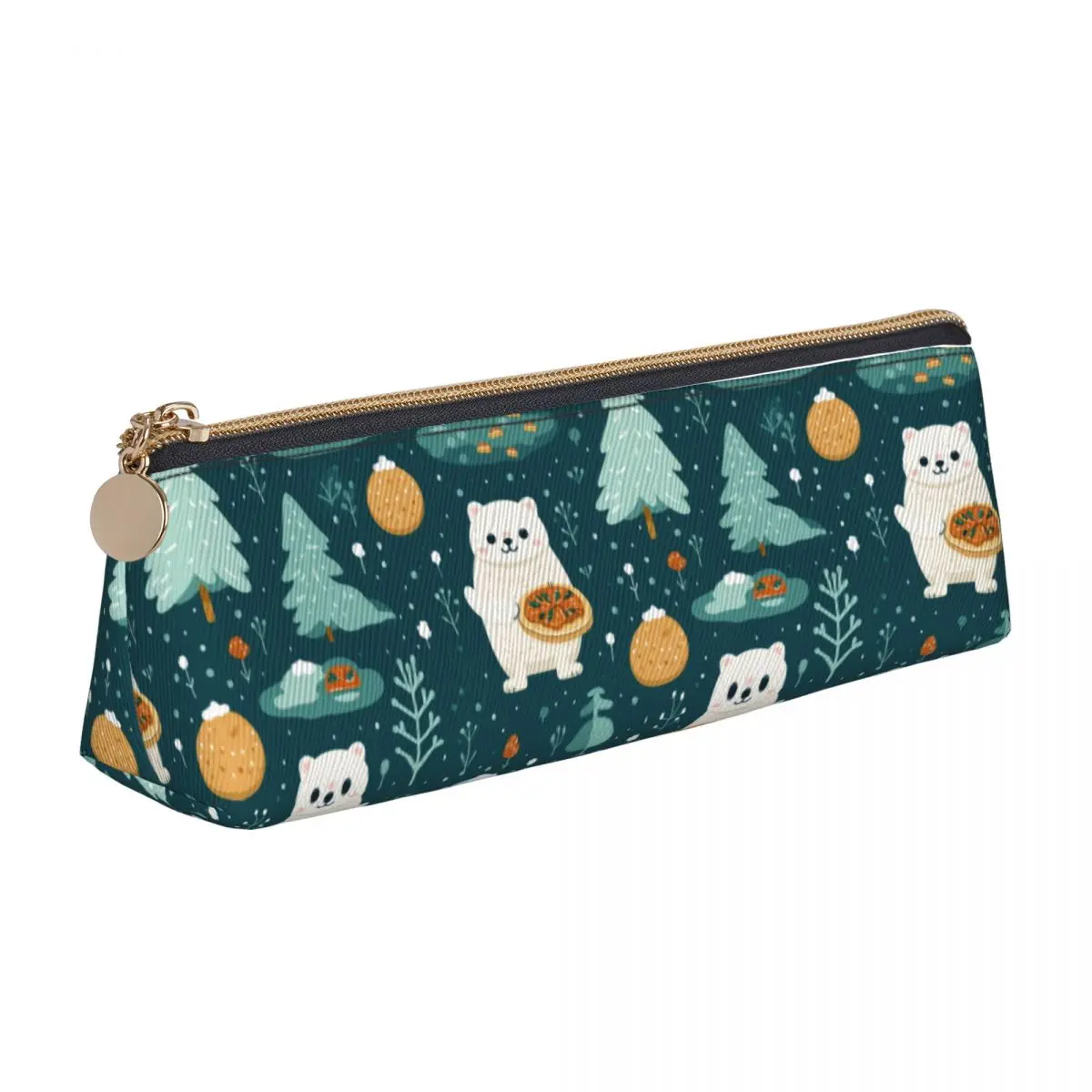 Case Snow Tree White Cute Zipper Pencil Box College For Child Triangle Pen Bags