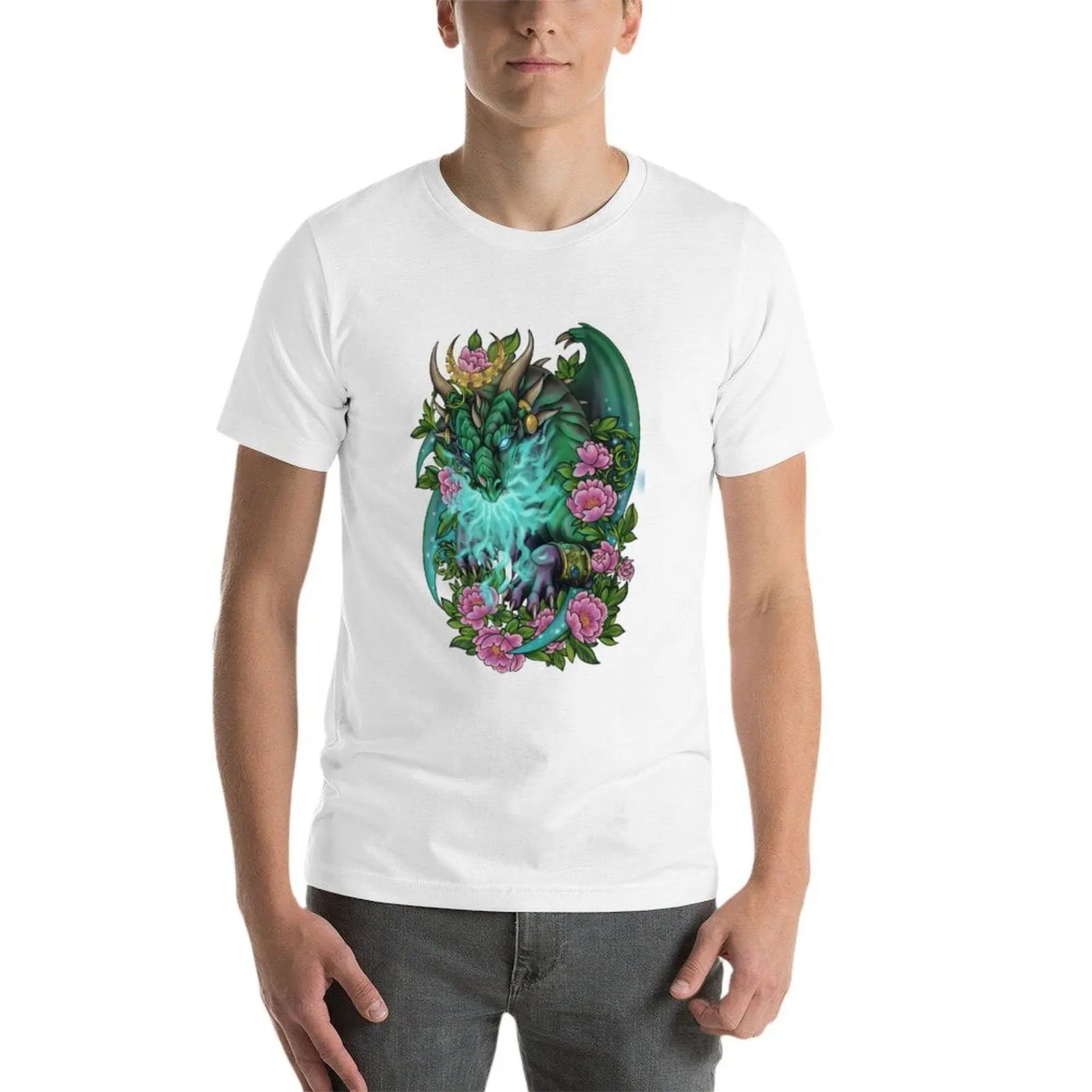 Фото Футболка Ysera the Dreamer Green Dragon Aspect, мужская футболка с графическим рисунком, забавные футболки, футболки в стиле темного юмора, футболки в стиле аниме, футболка оверсайз №4