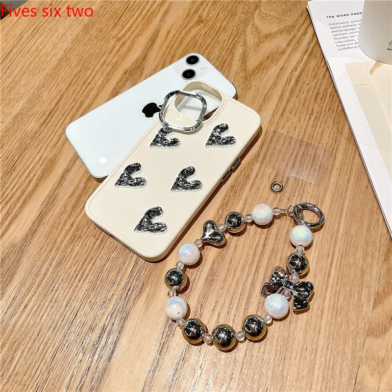 Мягкий силиконовый защитный чехол с браслетом и сердечками для iPhone 13 Pro Max 14 12 11 X XS