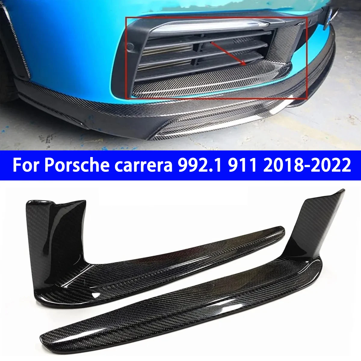 Для Porsche Carrera 992 911 2018-2022 передний бампер Боковая Отделка вентиляционного