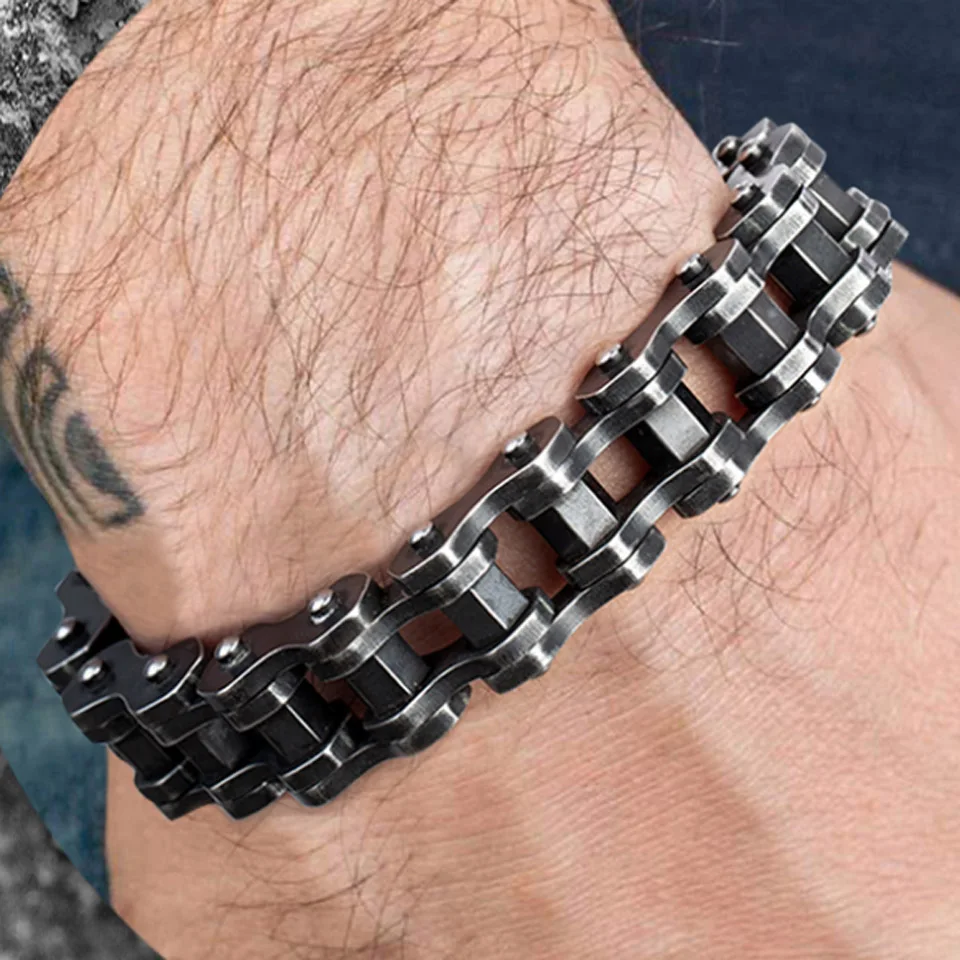 

Zlxgirl Antique Silver Vintage Man bracelets hip hop bracelet stainless steel chain bracelet jewelry gifts for man couple bijoux