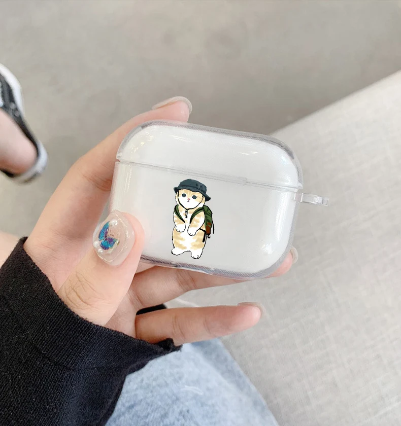 Чехол для наушников Airpods 1 2 3 Pro с мультяшным изображением кошки и еды чехол