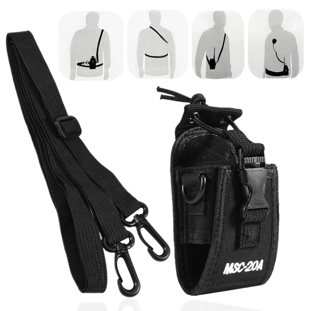 

Black MSC-20A Nylon Pouch Case Bag with Strap for Kenwood/ Motorola/ HYT Two-Way Radio