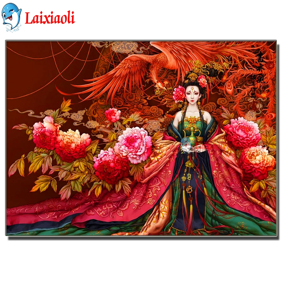 

Алмазная 5D картина «сделай сам», старинная красота, Феникс, Китай, пион, известная картина, полная Алмазная мозаика, наборы для вышивки крестиком, принцесса