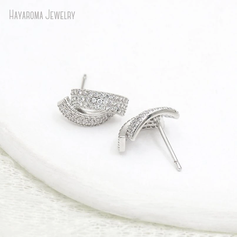 Серьги-гвоздики Hayaroma серебро медь кубический цирконий 5 пар