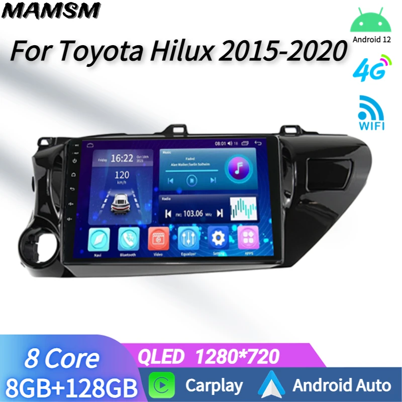 

Автомобильный мультимедийный плеер для Toyota Hulix 2015-2020, автомобильный радиоприемник с Android-экраном, 2 DIN, стерео, Carplay, Bluetooth, GPS