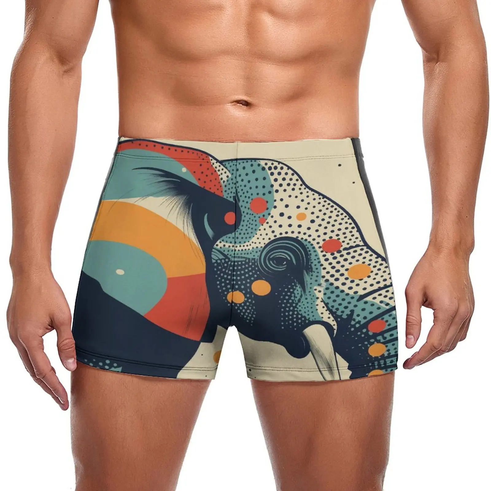 

Плавки в стиле ретро со слоном, разноцветные модные плавки для бассейна, боксеры, прочные мужские купальники