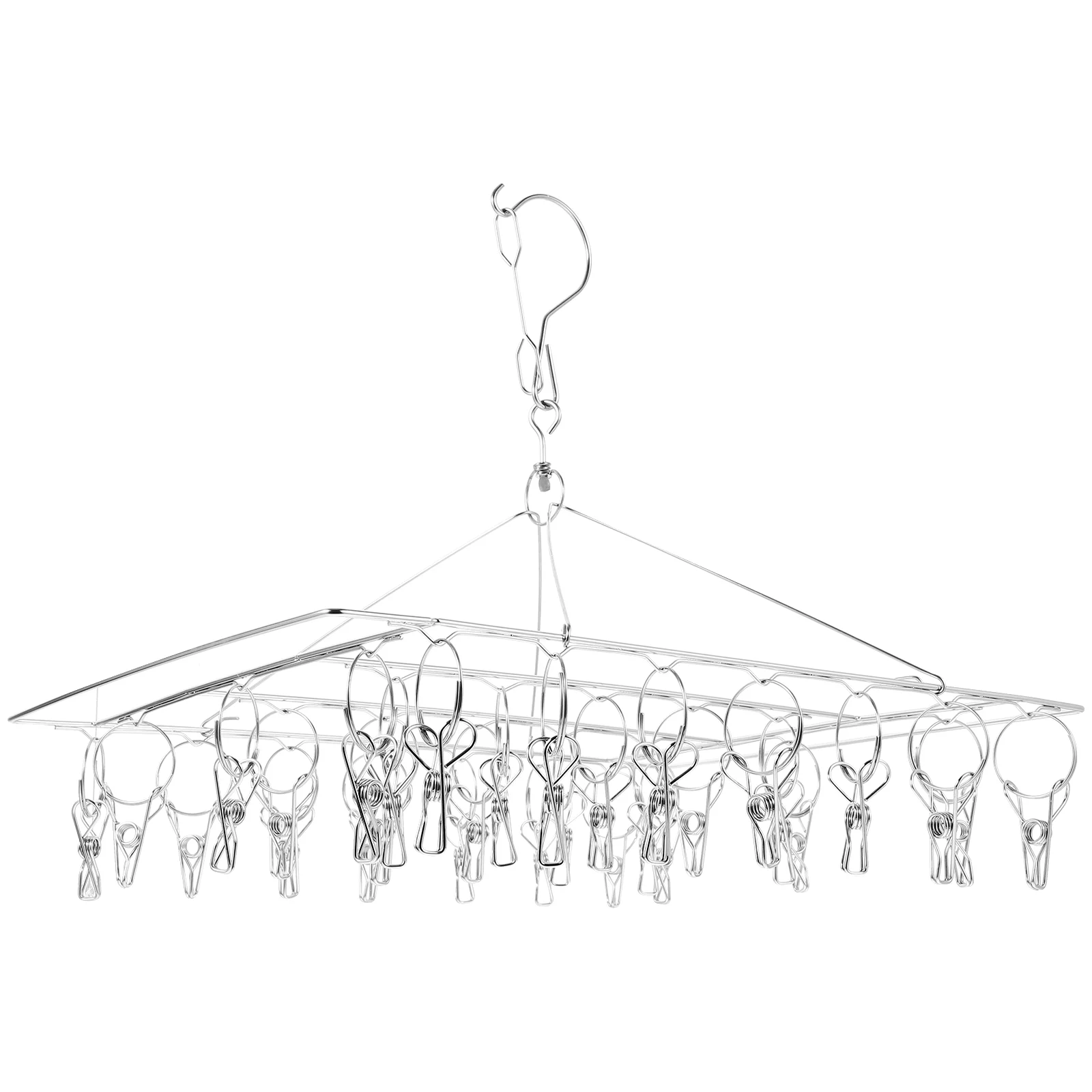 

Laundry Socks Hanger Hat Hanger 30-Clips Socks Hanger Stainless Steel Hat Rack Clothes Hanger