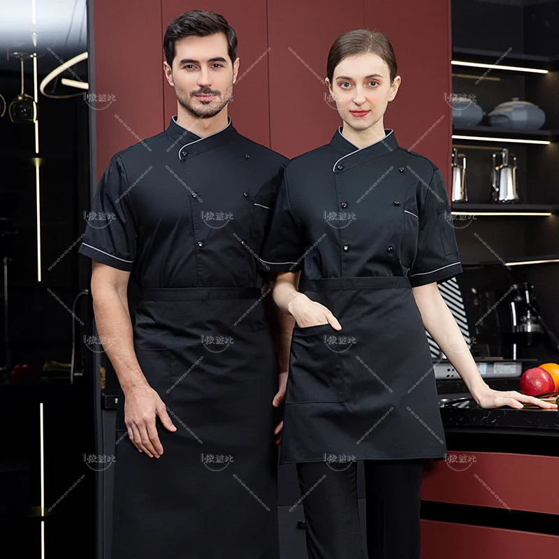 Пальто с коротким рукавом униформа шеф-повара дышащая куртка для кухни ресторана