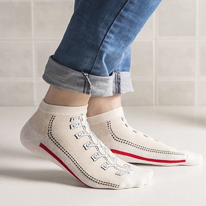6pairs Funny Canvas Shoes Patterned Socks Summer Cotton Casual Boat Socks College Vintage Couples Short Ankle Socks Man &women