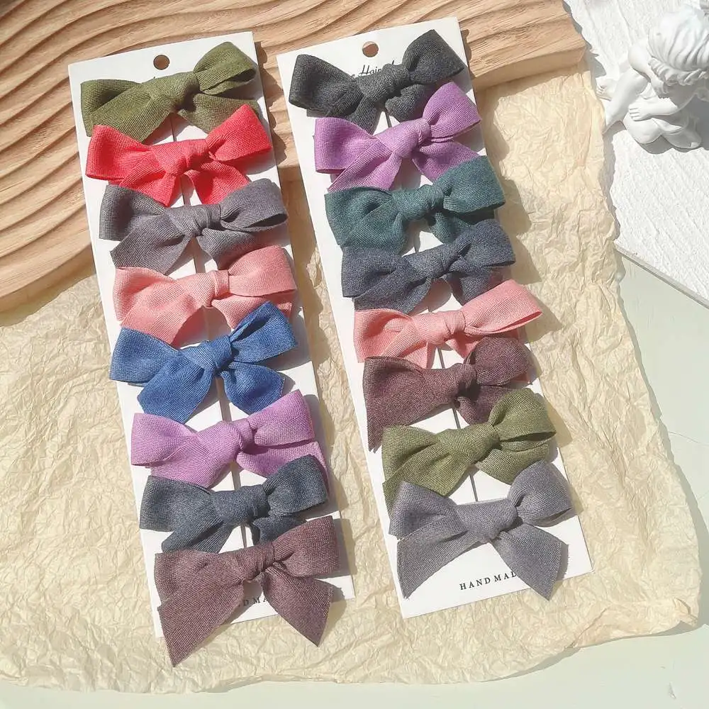 

1Pc 3.5Inches Lovely Solid Color Bows Hair Clip for Kids Girls Canvas Hairpins Handmade Boutique Headwear Hair Accessories