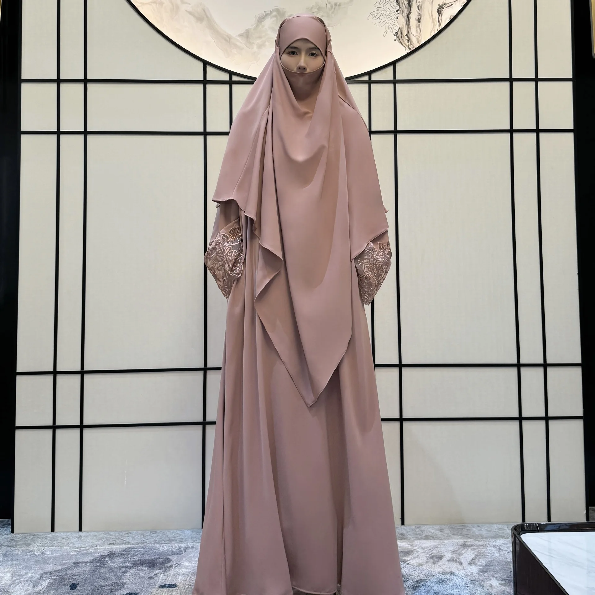 Ближний Восток комплект из 2 предметов двойной халат с вышивкой однотонное