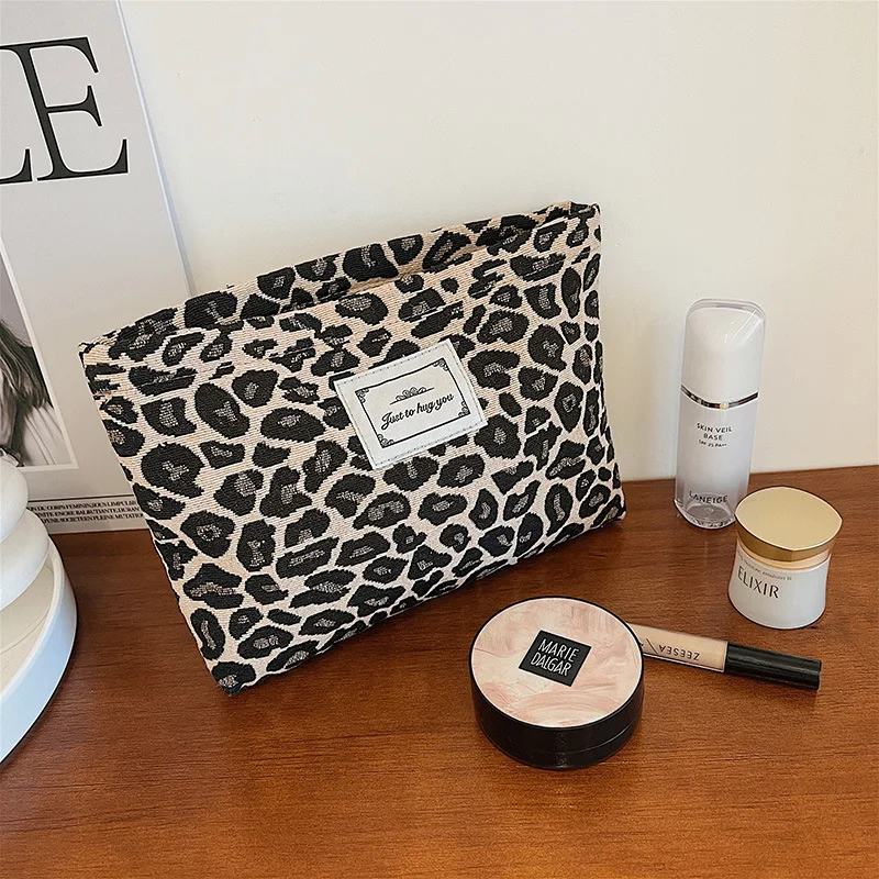 

2023 Super Ins Portable Travel Storage Bag Leopard Print Houndstooth Large Capacity Cosmetics Cases