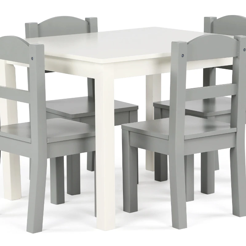 

Springfield 5-Piece Wood Kids Table & Chairs Set in White & Grey