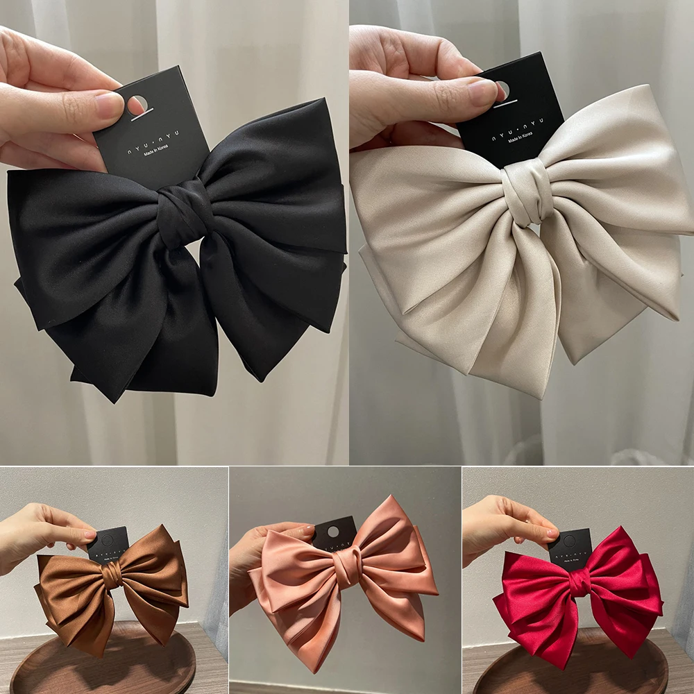 

New Fashion 3 Layers Hair Bow Barrettes Satin Hair Clips Girls Hairgrips Ponytail Clips For Women Hairpins Hair Accessories