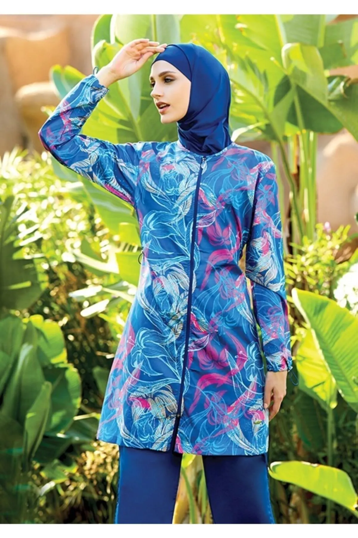 

Мусульманский синий купальник из Буркини, скромная летняя одежда, хиджаб, спортивный купальник, Мусульманский купальник с полным покрытием