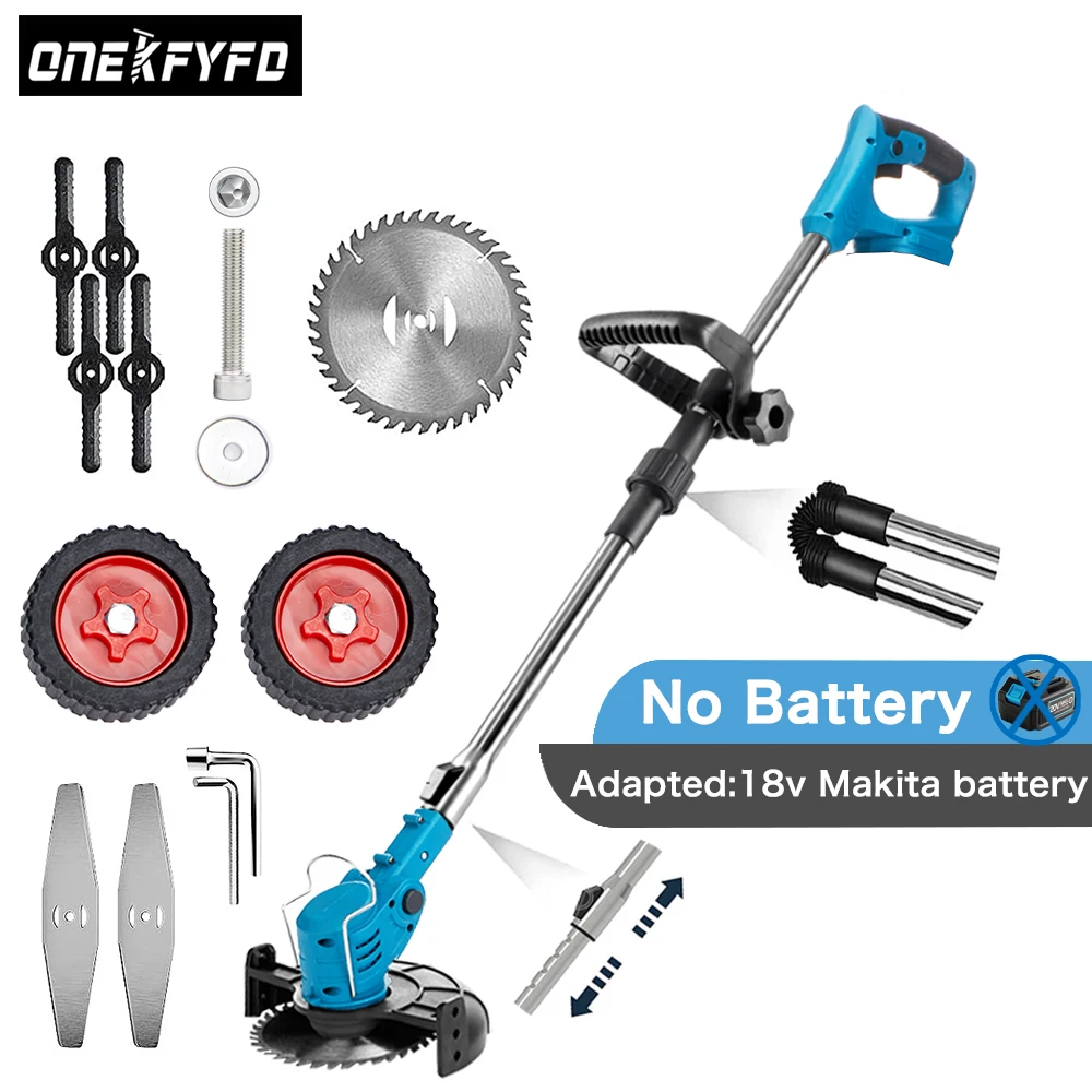 Electric Lawn Mower Cordless Garden Grass Trimmer Length Adjustable Foldable Cutter Garden Tools For Makita 18V (No Battery)