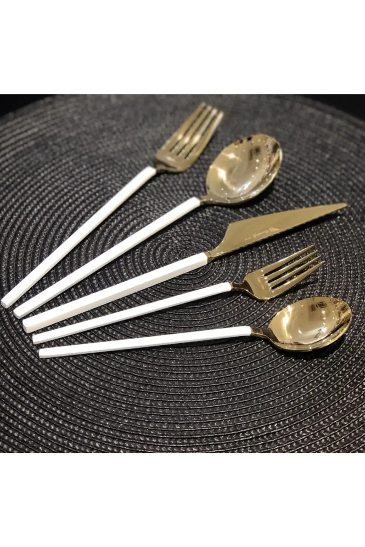 

30 piece White Gold Fork Spoon Knife Set