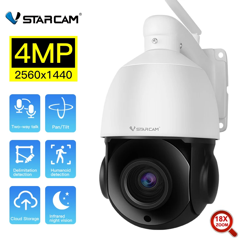 Vstarcam 4MP IP Camera Outdoor 2.7K 18X Zoom Wifi Surveillance Night Vision Human Detectio CCTV Security Speed Dome Ptz Cam