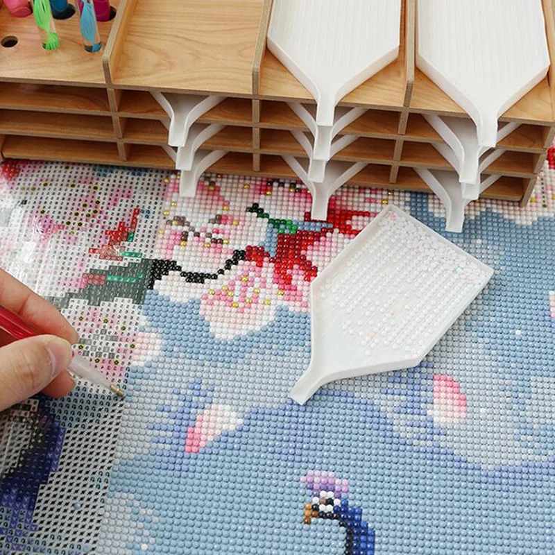 

9 Grid Diamond Painting Tool Tray Point Drill Pen Wood Organizer Holder Detachable Diamond Embroidery Accessories