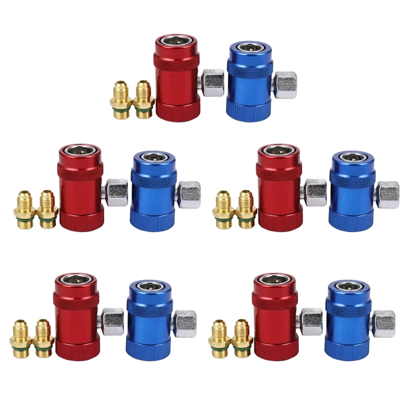 

5X Car Auto AC High / Low Side R1234yf Quick Couplers Adapters Conversion Kit With Manual Couplers