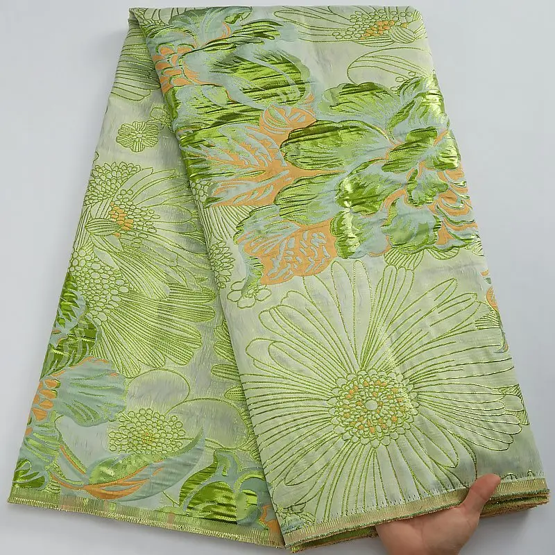 

Newest Green Brocade Lace Fabrics Gilding African Jacquard Lace Fabric Nigerian Lace For Sewing Nigeria Lace Materials S2936