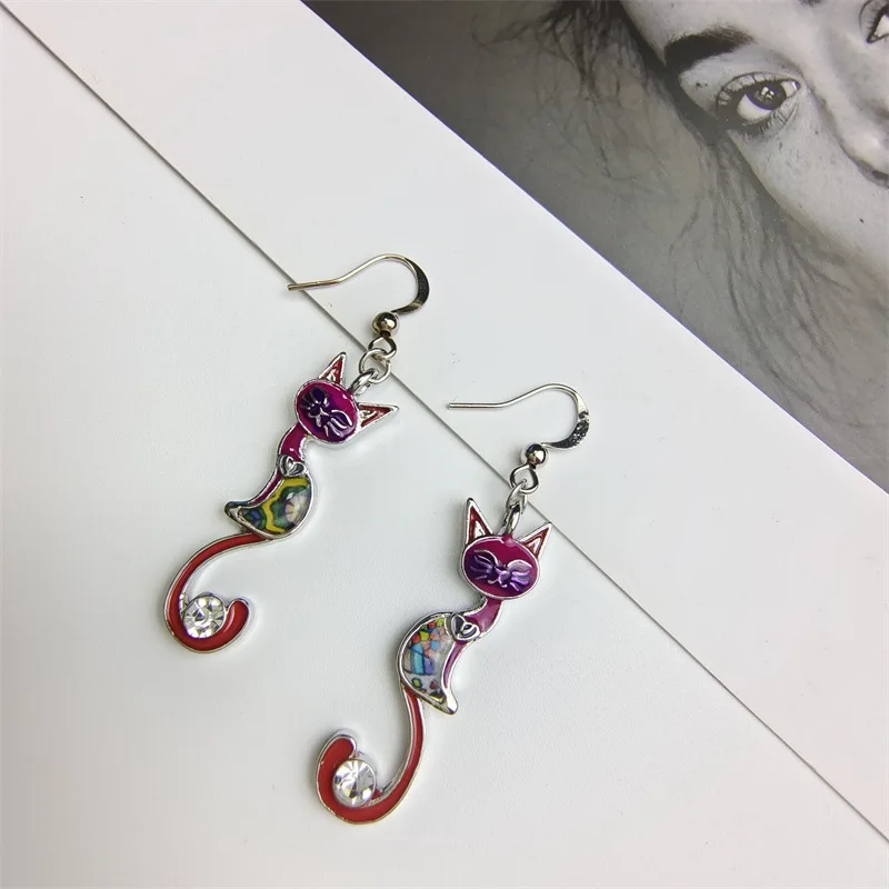 

2023 New Jewelry Europe and America Personality Colorful Elegant Kitten Earrings Fashion Temperament Women Earrings Wholesale