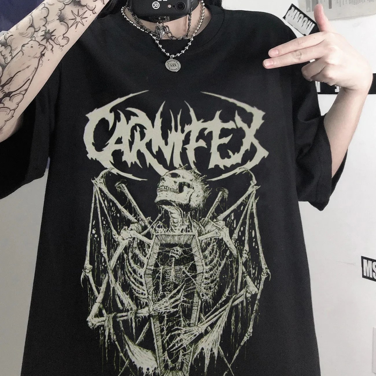 Summer Unisex T-shirt Punk Goth T Shirt for Men Aesthetic Loose Dark Grunge Streetwear Gothic Top Harajuku Cotton Men's Clothing