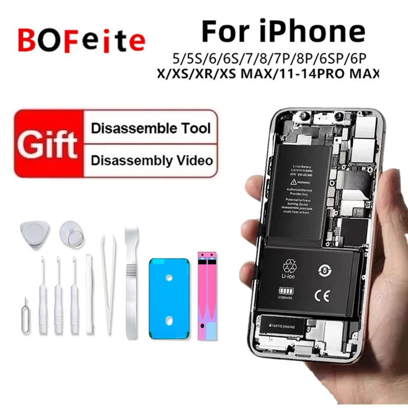 

100% Orginal Lithium Battery For IPhone 5S 6s 6plus 7 7plus 8 8Plus XR XS Max 11Pro 12 13mini 14 pro max Replacement Batteries