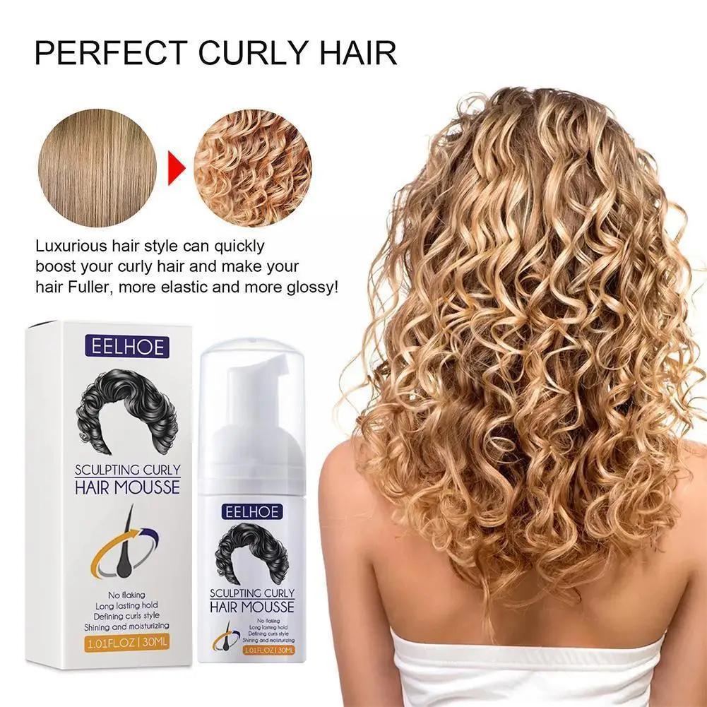 

30ml Hair Curl Mousse Spray Natural Curl Boost Sculpting Hair Bounce Cream Shaping Curly Styles For Female J5b4