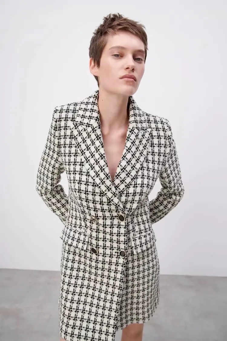 

Za Spring Y2k Plaid Texture Women's Slim Fit Blazer