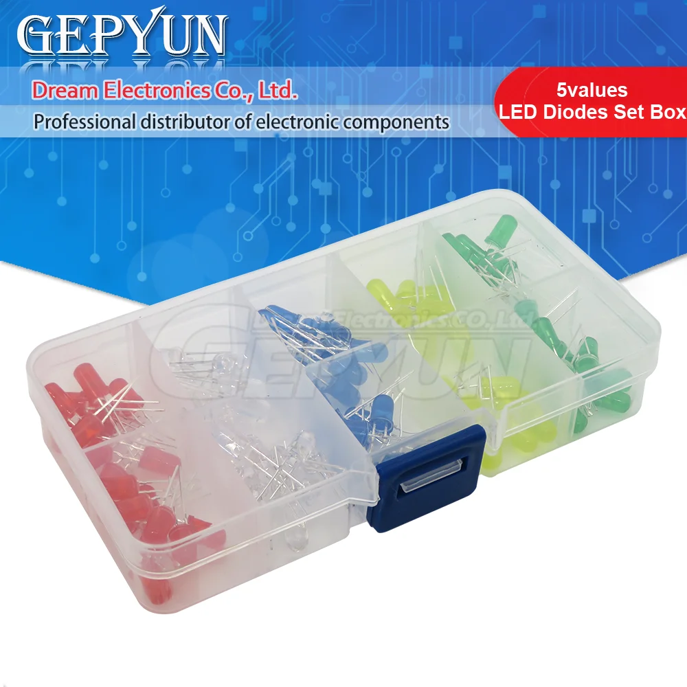 100 шт. 5 мм светодиодные диоды набор в ассортименте белые зеленые красные желтые