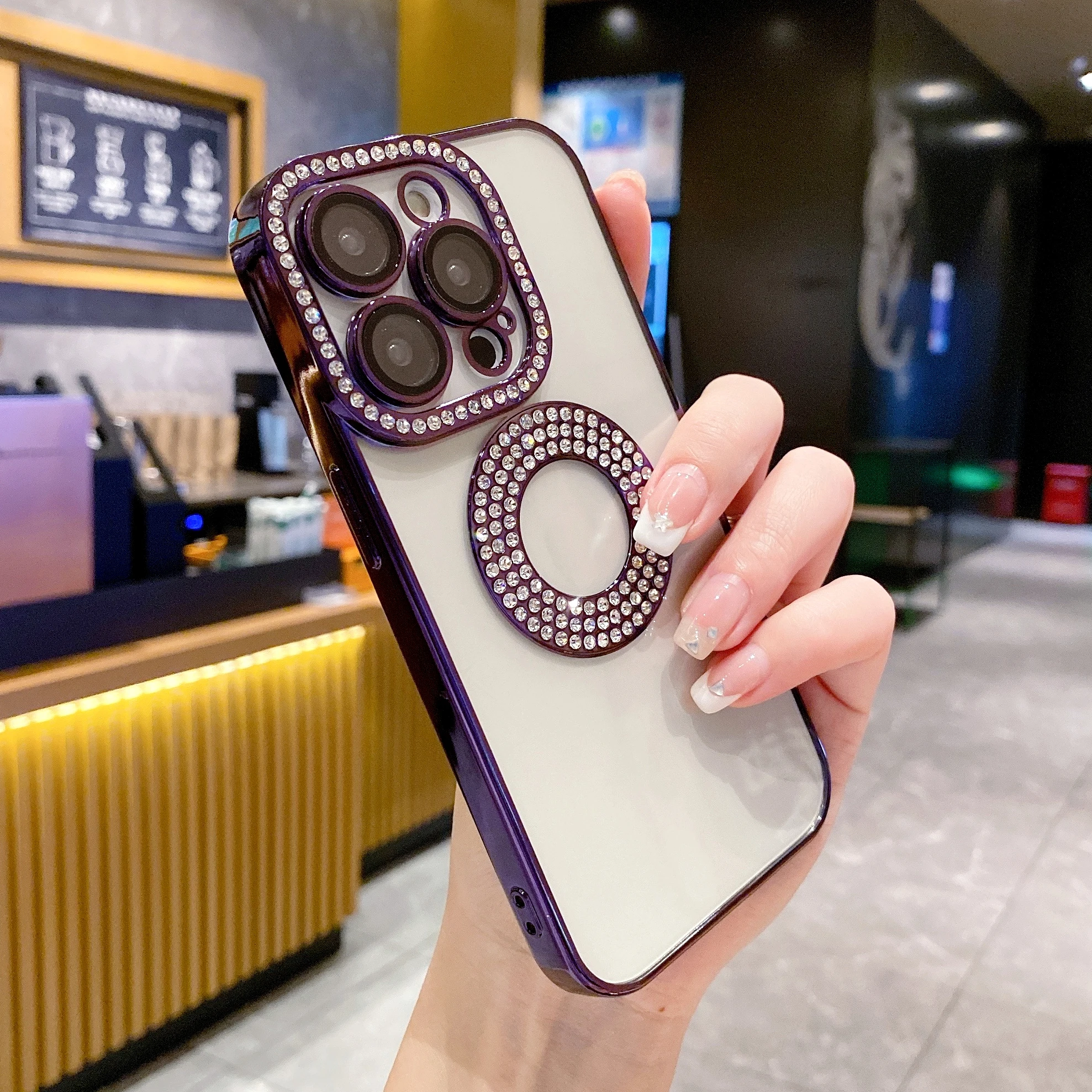 Роскошный блестящий бриллиантовый Прозрачный чехол для телефона iPhone 15 14 13 12 11 Pro