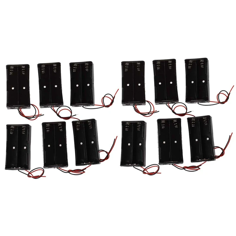 

12 Pcs Black Plastic 2 X3.7V 18650 Type Battery Holder Box Case