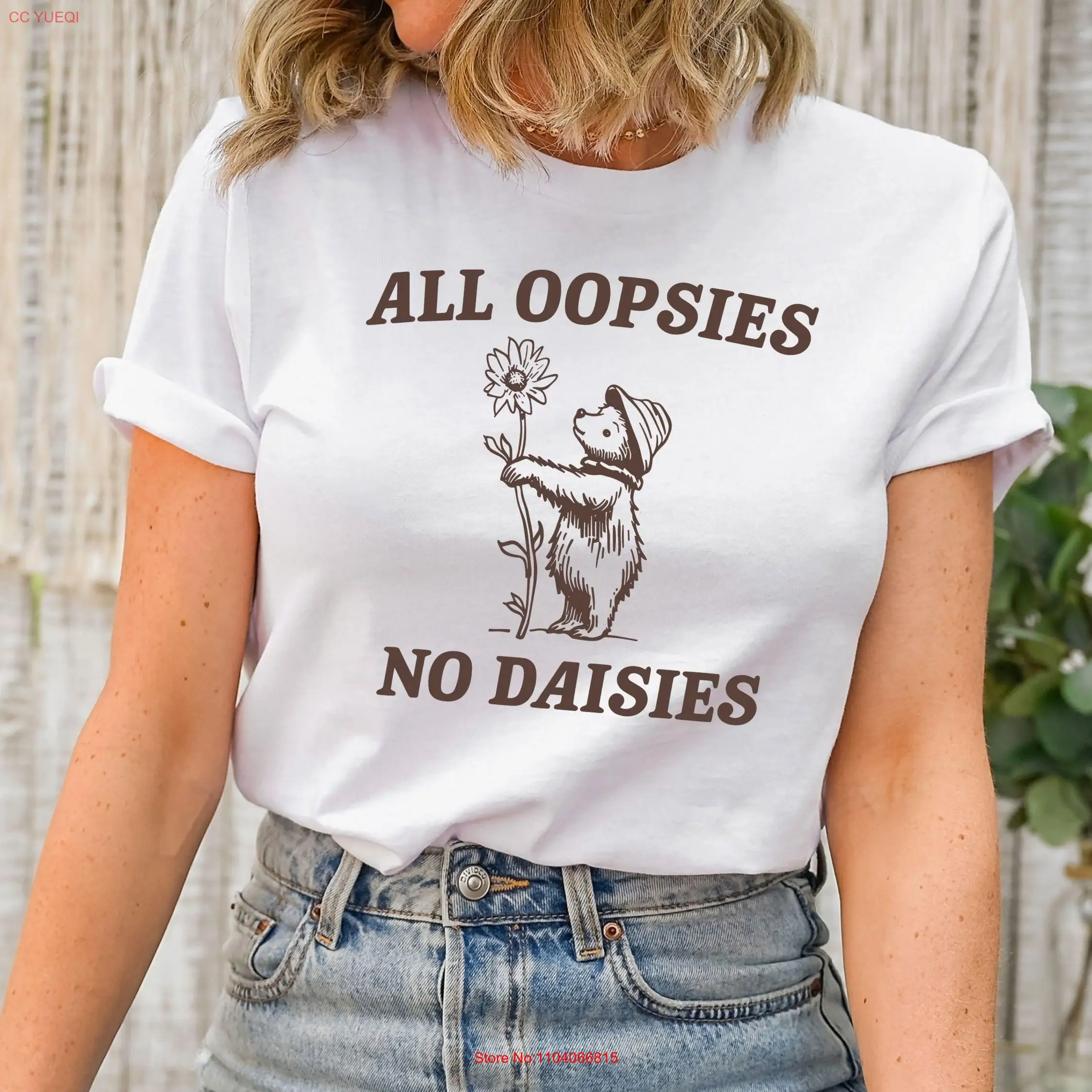 Футболка All Oopsies No Daisies с забавным енотом модный топ мультяшным мемом