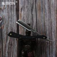 riron manual folding barber razor with natural ebony wood handle