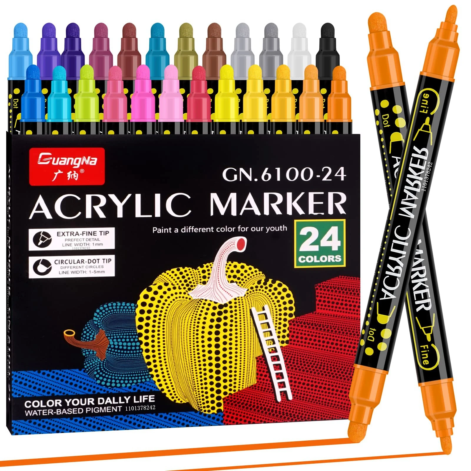 

Acrylic brush 36 colors round pointed metal marker pen brush children, adult rock stone ceramics, wood painting art supplies