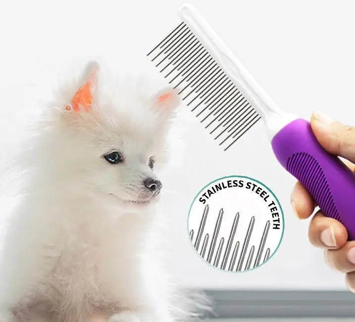 Фиолетовая расческа для уборки собак набор ухода за волосами длинная и короткая