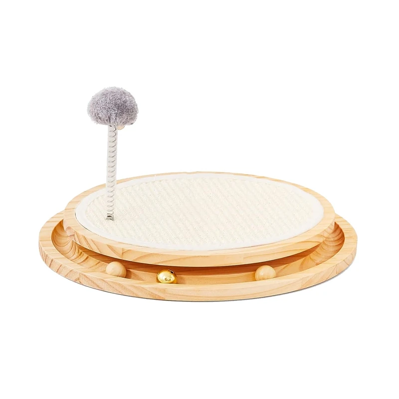 

Kitten Interactive Toy Scratching Pad With Ball Track Spring Ball For Chasing Hunting