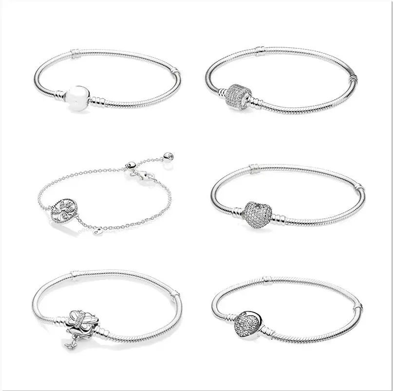 

100% 925 Sterling Silver High Quality Heart Heart Classic pan Bracelet For Free Gift Delivery To Friends