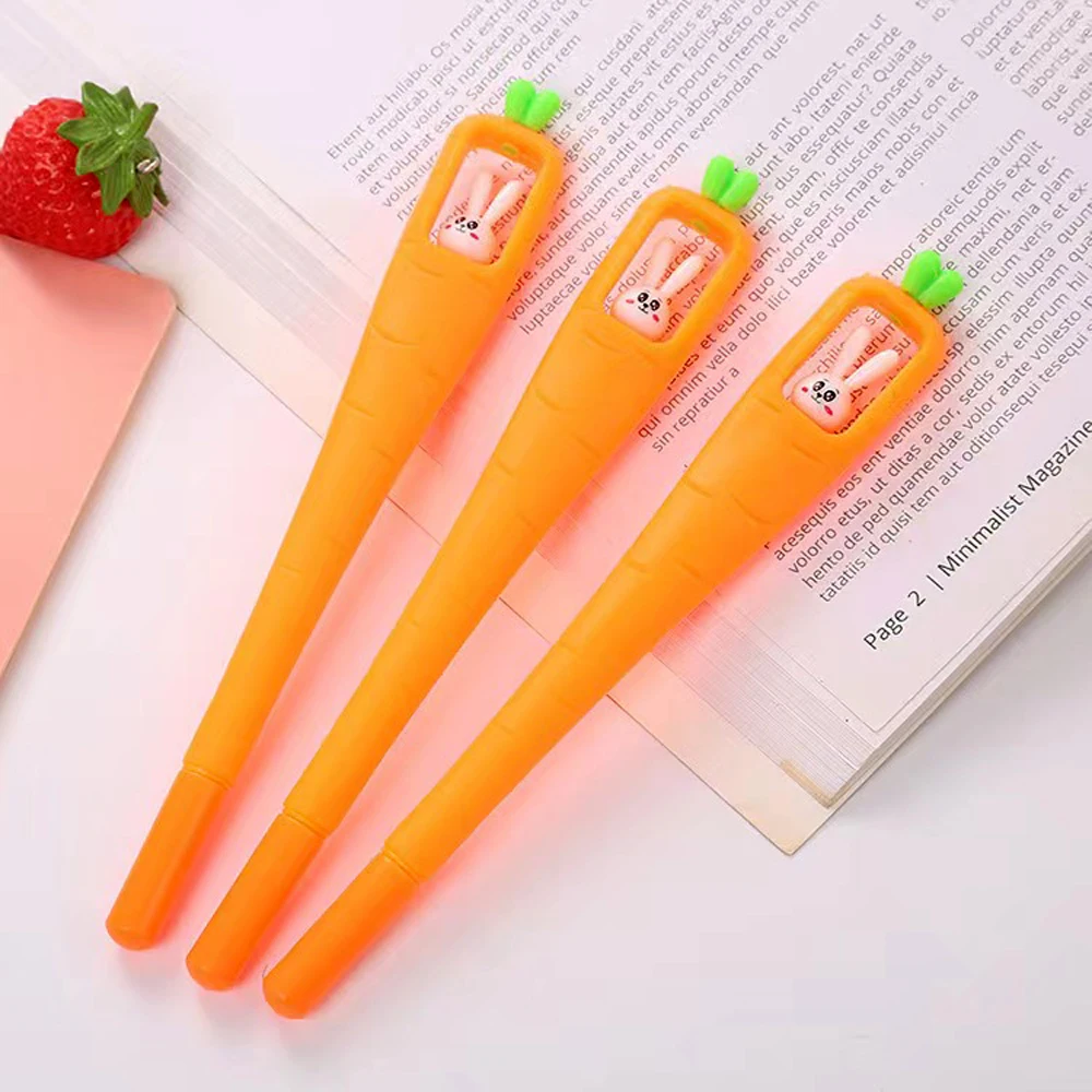 

4 Pcs Kawaii Carrot Gel Pen 0.35mm Cute Animals Magic Pens Kawaii Gel Pens School Writing Novelty Stationery Girls Gifts