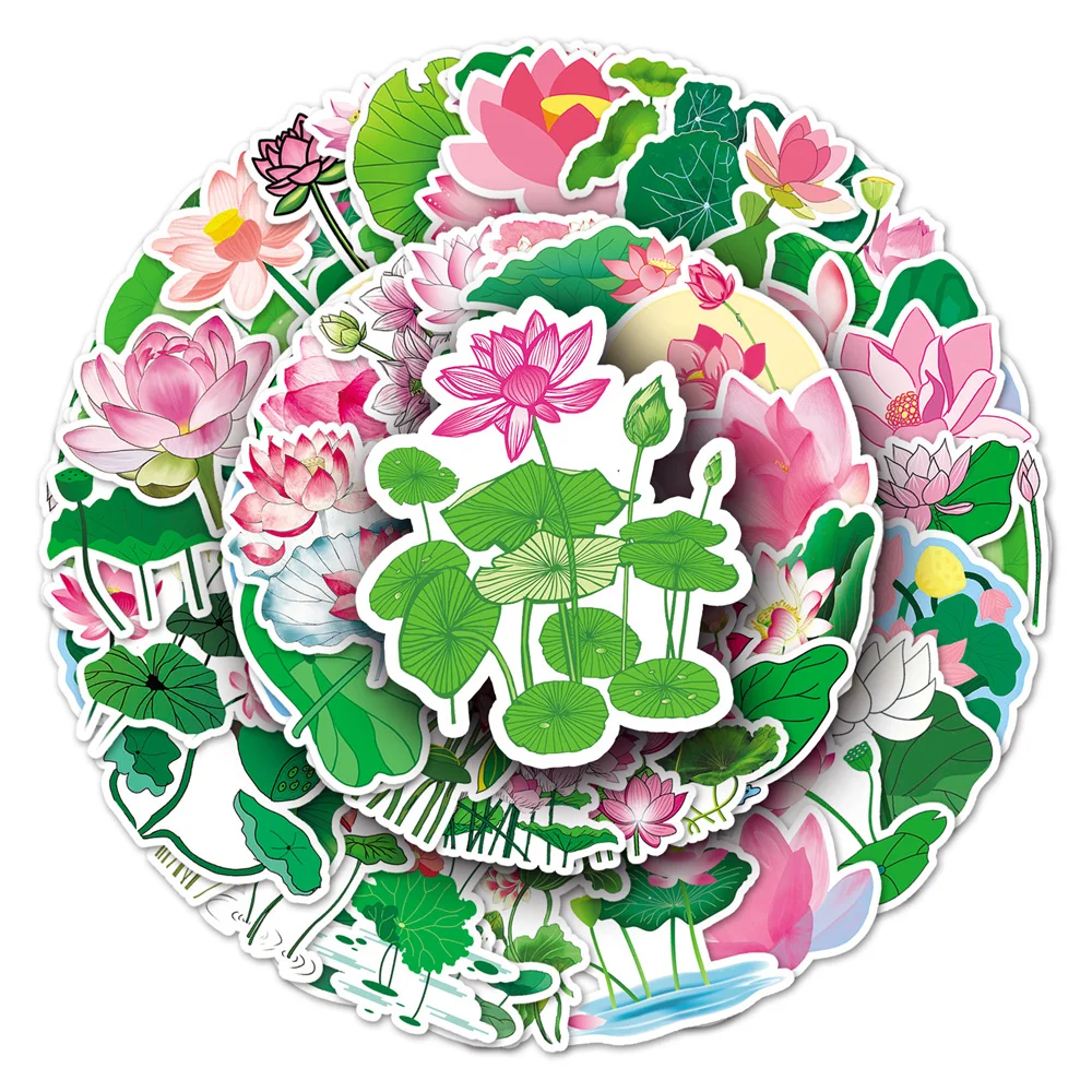 

10/30/50 шт., водонепроницаемые наклейки «листья лотоса»