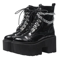 black height 17cm nightclub stage ankle booties women extreme thick platform heel gothic punk shoes girls sexy chain party boots
