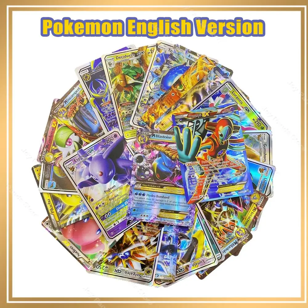 

English Version 60pcs Pokemon Shining Metal Cards Box Playing Games GX EX Display Booster Pokémon MEGA Carte Battle Trading Toys