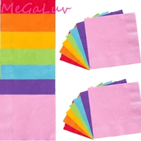 1020pcs rainbow candy solid color party decoration disposable napkin cutlery birthday wedding baby shower decorative tissue set