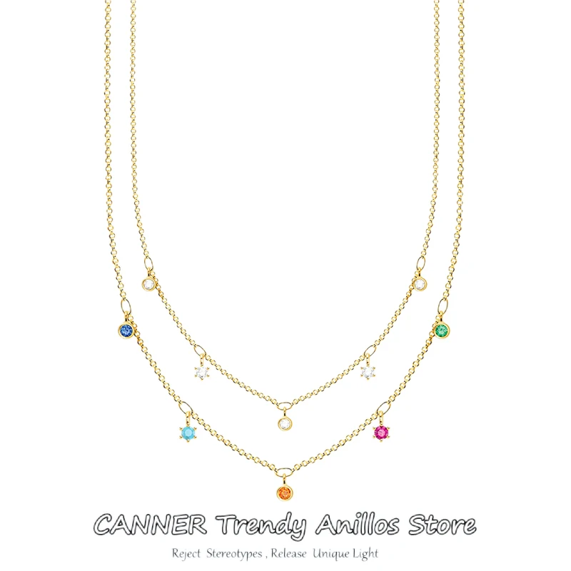 

CANNER 925 Sterling Silver Colorful Crystal Pendant Necklaces For Women Necklaces 2022 Female Boho Vintage Jewelry Wedding Gifts