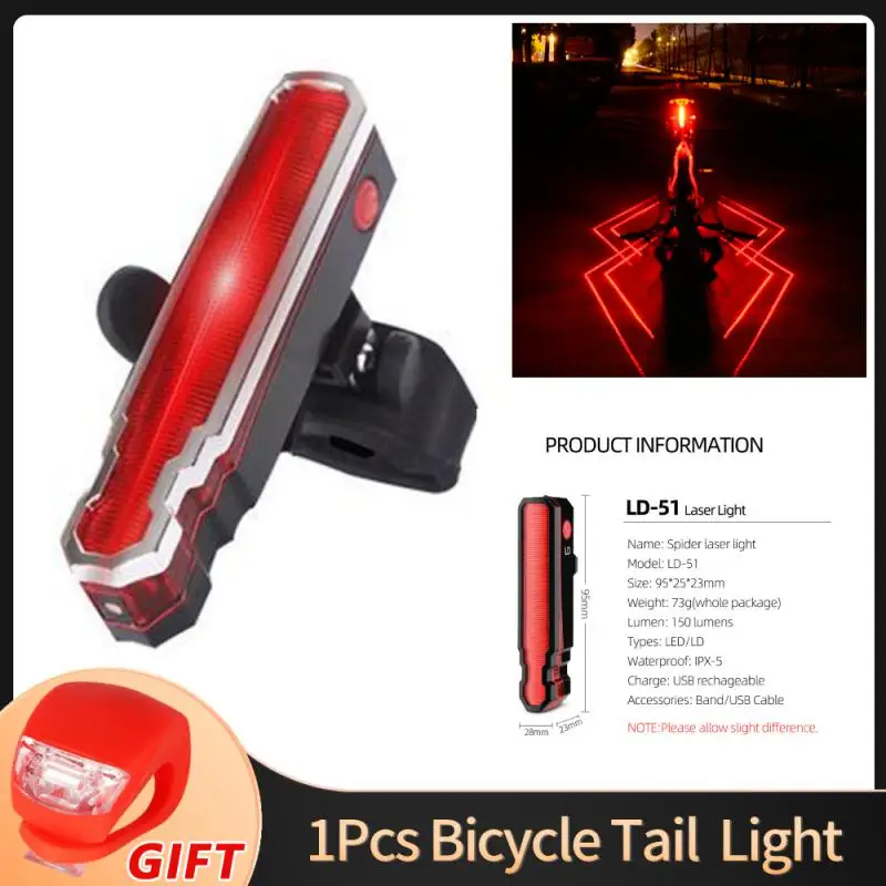 

Bike Rear Light Laser Line Warning Lamp Waterproof Seatpost LED Light USB Rechargeable MTB Road Bicycle Taillight