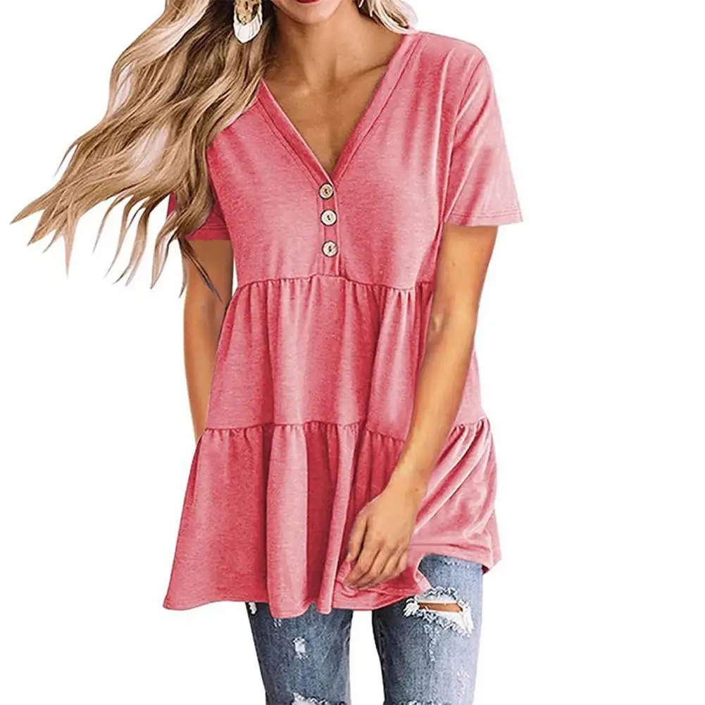 

Summer Fashion Pleated A-Line Dress Top Temperament Pullover Top Relaxed Fit for School
